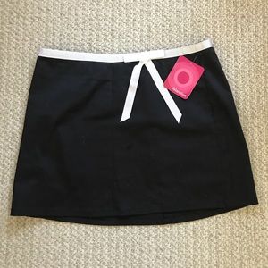 🆕 Black Mini Skirt with White Ribbon Bow